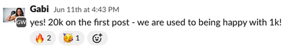 Gabi's Slack message